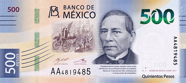 500 MXN-Geldschein und Währung