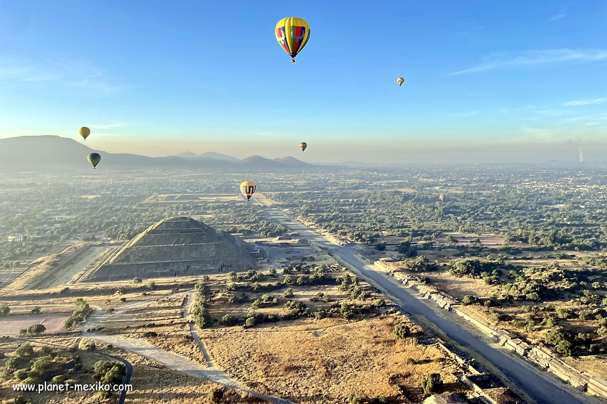 Heissluftballonfahrt mit Pyramide der Sonne von Teotihuacan