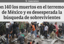 Schlagzeile in einer Zeitung über Erdbeben in Mexiko 2017