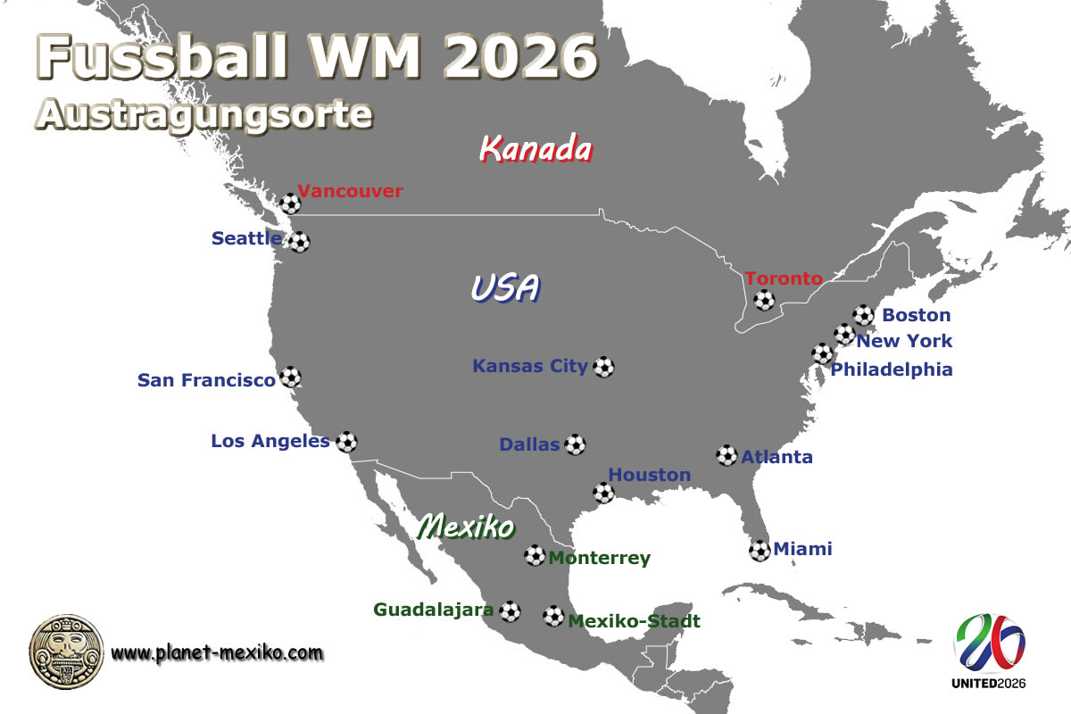 Fussball-WM 2026 Kanada, USA und Mexiko Austragungsorte