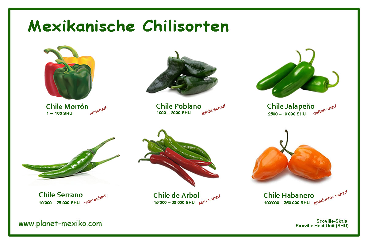 Mexikanische Chilis auf der Scoville-Skala