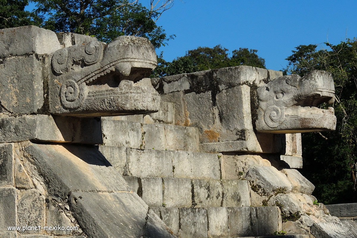 Schlange an Maya Tempel