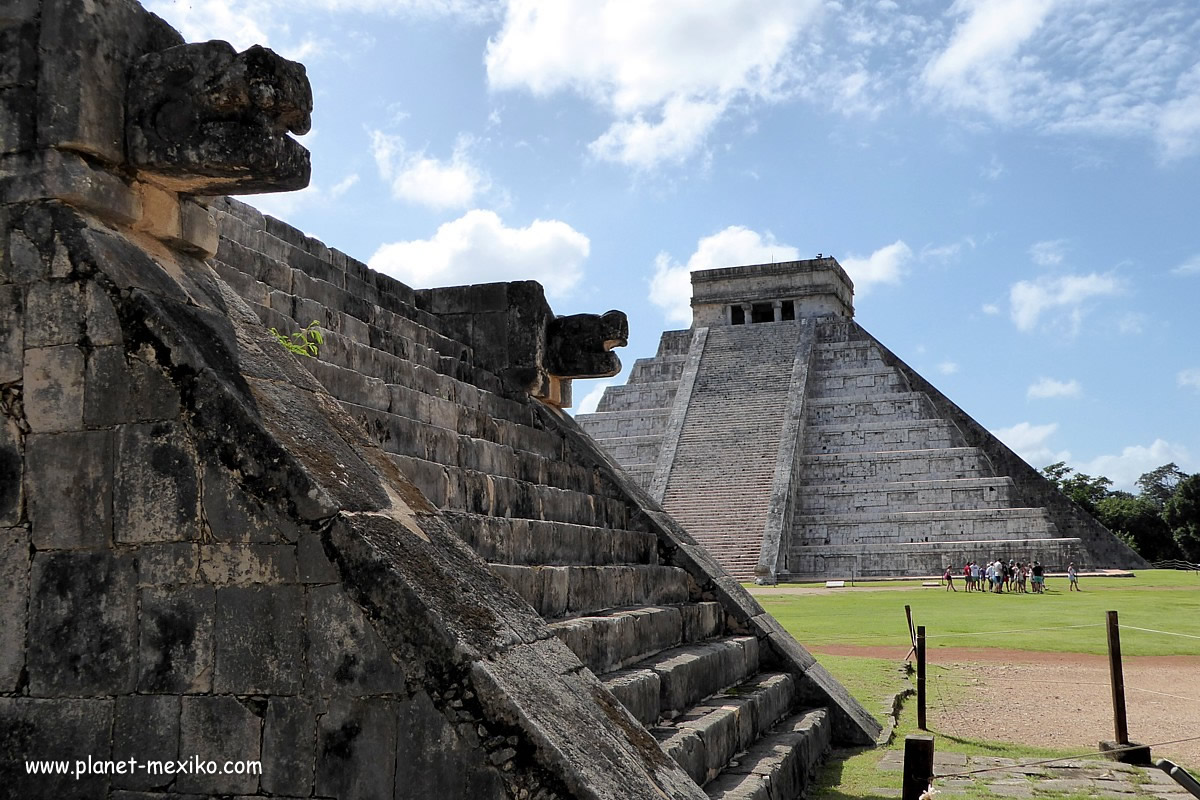 Schlange und Tempel in Mexiko