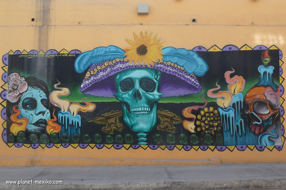 Totenkopf als mexikansiche Streetart