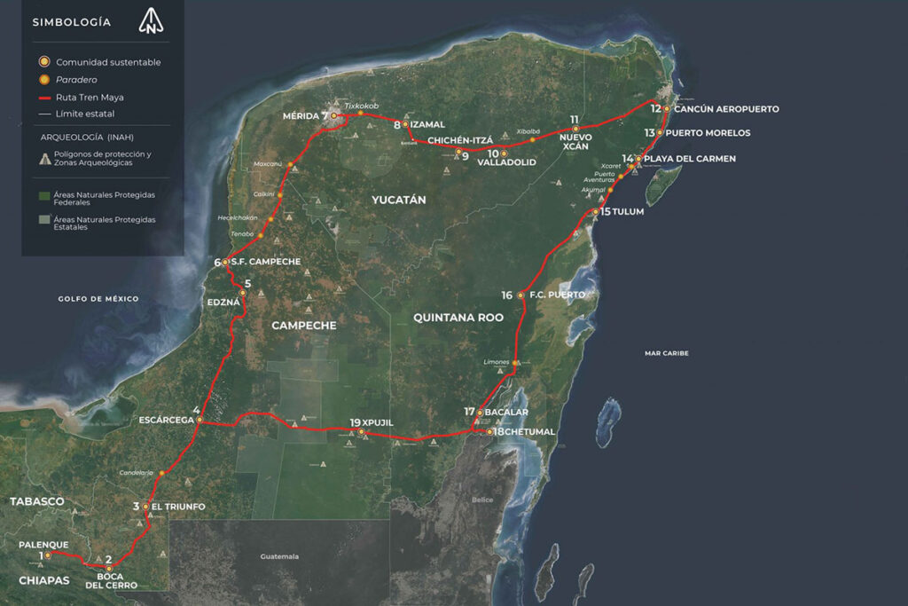 Karte Tren Maya Bahnnetz