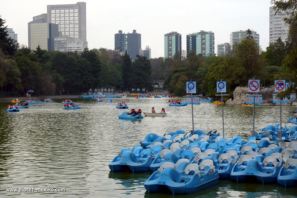 Trettboote auf dem Chapultepec-See