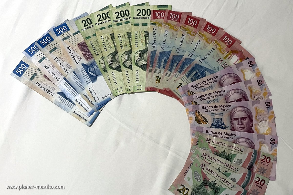 Geld und Währung mexikanische Pesos