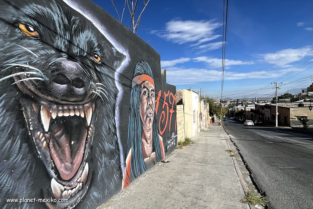 Wolf als Street Art in Saltillo